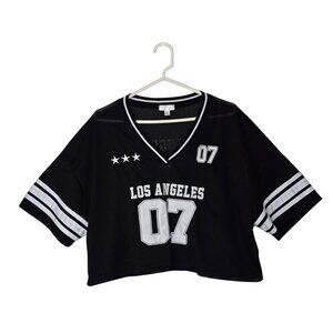 Women's "Los Angeles 07" Black & White Mesh Crop Top Jersey Short Sleeves Large